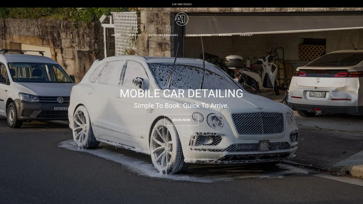 A1 Mobile Car Detailing website — WordPress · Gutenberg project by Neha Jain