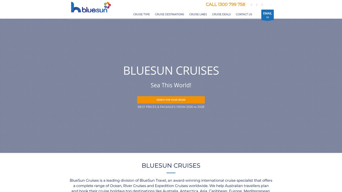 Blue Sun Cruises website — WordPress project by Neha Jain