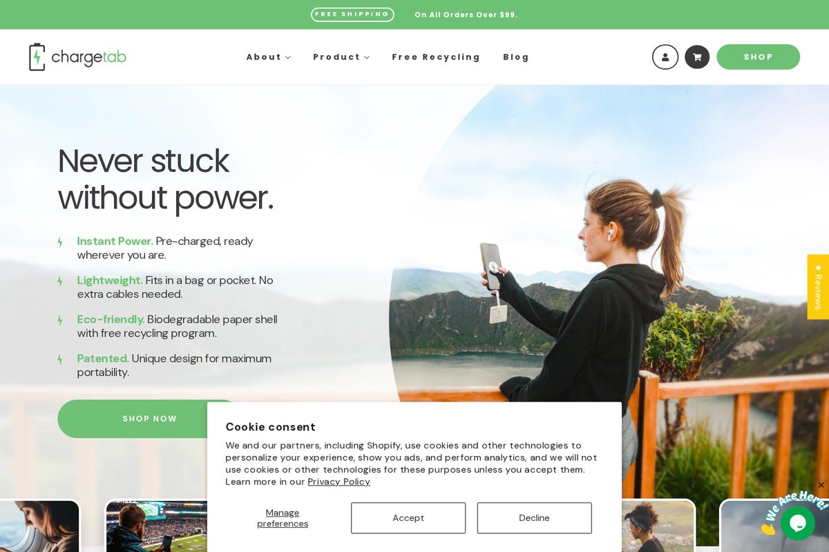 ChargeTab website — Shopify project by Neha Jain