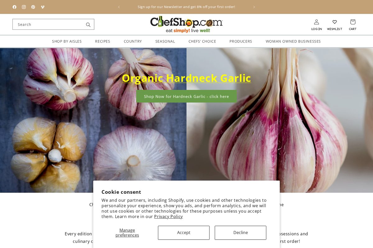 ChefShop website — Shopify project by Neha Jain