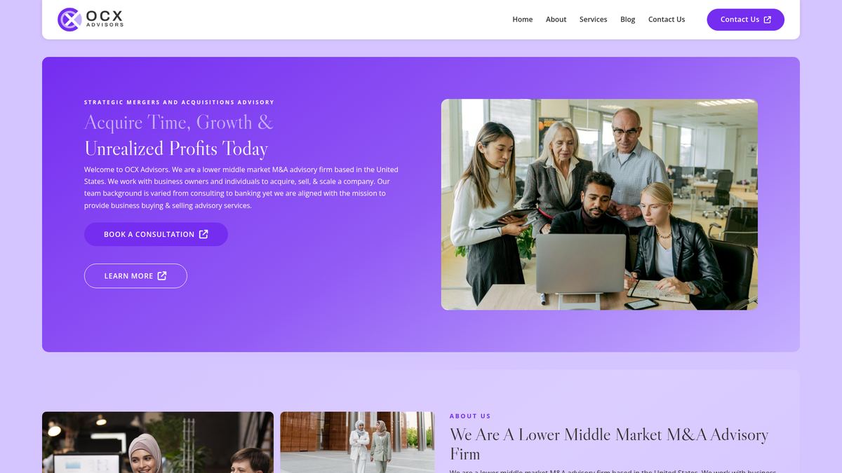 OCX Advisors website — WordPress · Bricks Builder project by Neha Jain
